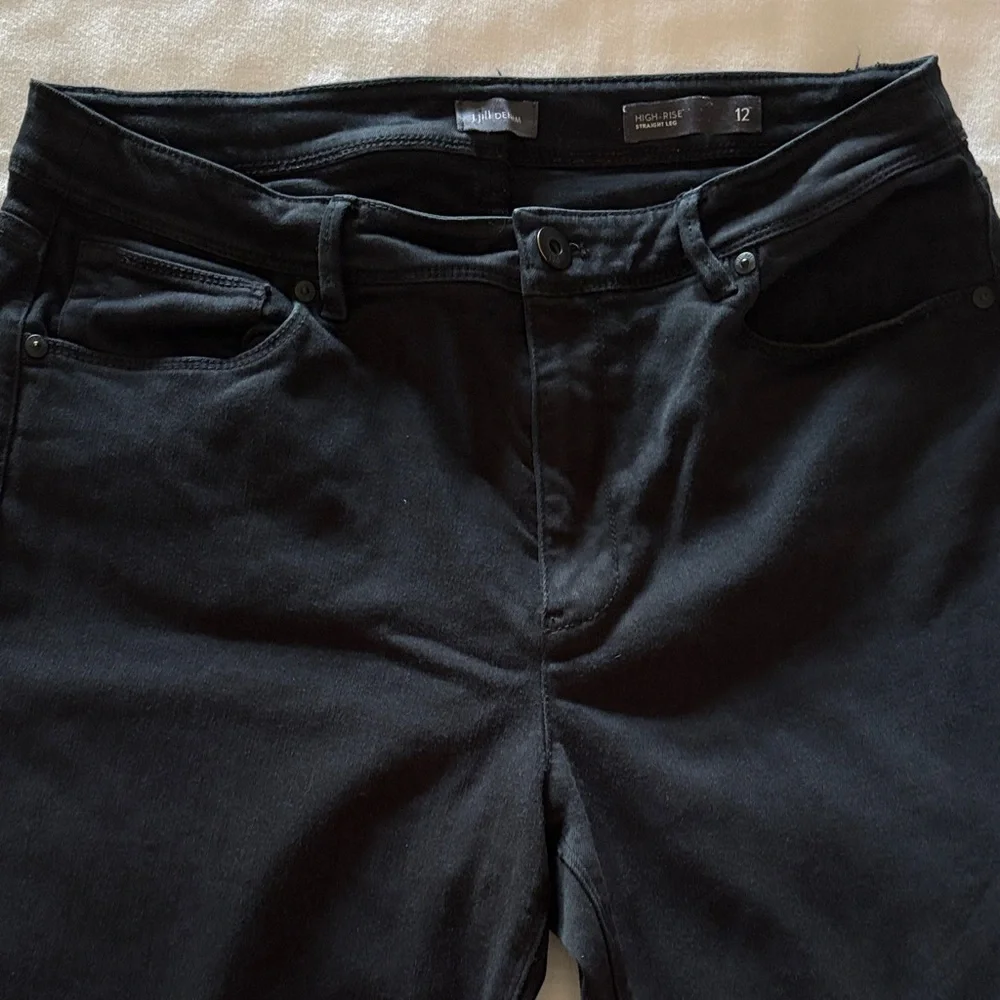 J. Jill Women's Black High Rise Straight Leg Stretch Denim Jeans - Size 12